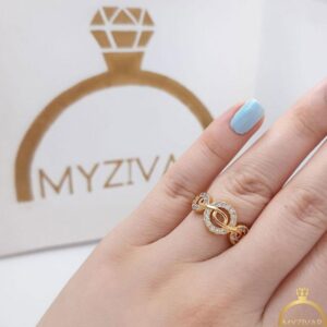 انگشتر نگیندار طرح طلا کد 2002